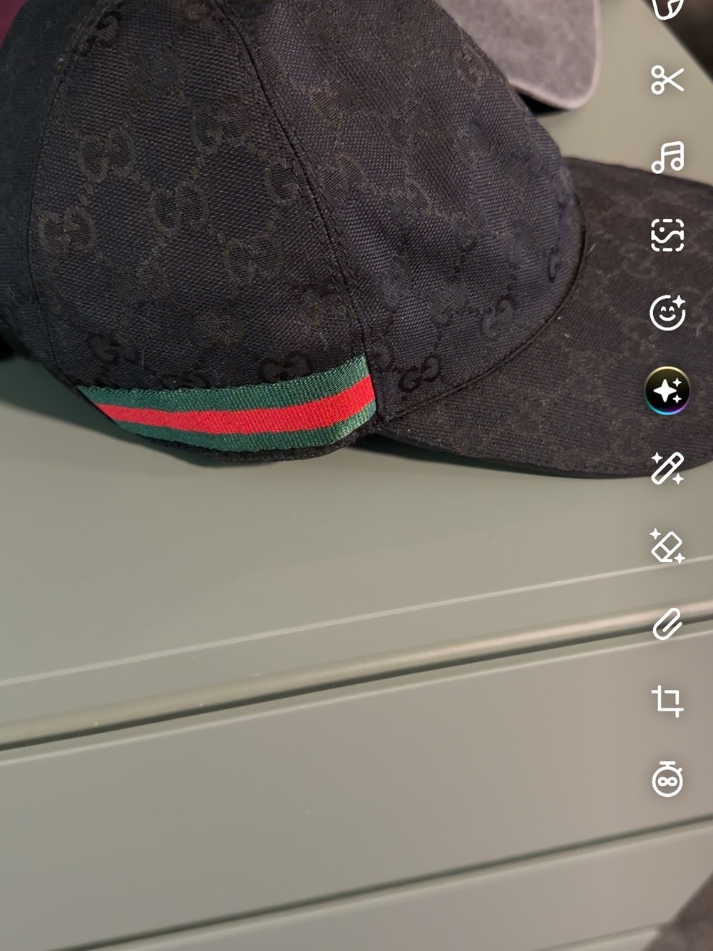Gucci Black Interior Cap with Red Stitch Accents